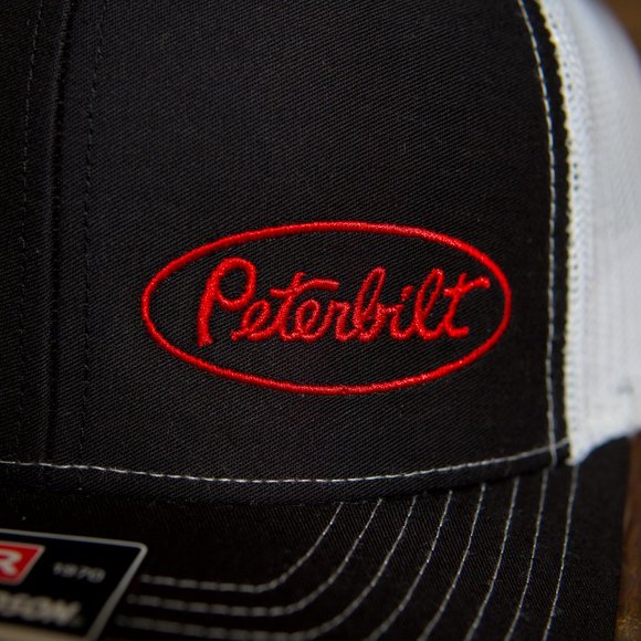 New - Peterbilt Richardson 112 Black/White Trucker Cap Hat Snapback Embroidered - Picture 3 of 5